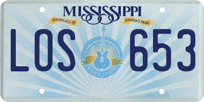 MS license plate LOS653