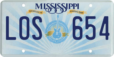 MS license plate LOS654