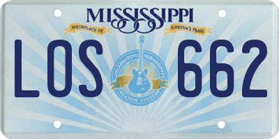 MS license plate LOS662