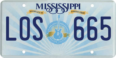 MS license plate LOS665