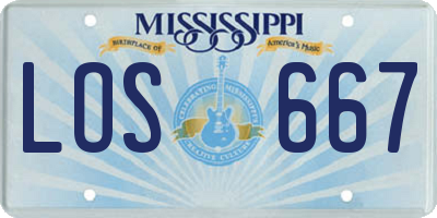 MS license plate LOS667