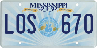 MS license plate LOS670