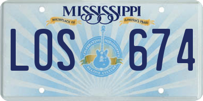 MS license plate LOS674