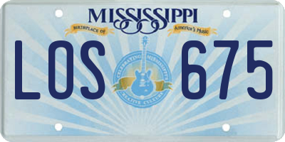 MS license plate LOS675