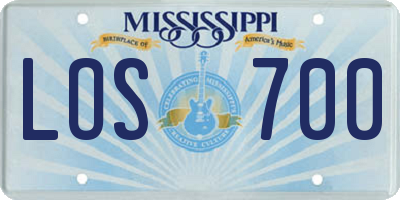 MS license plate LOS700