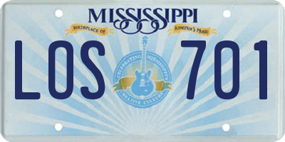 MS license plate LOS701