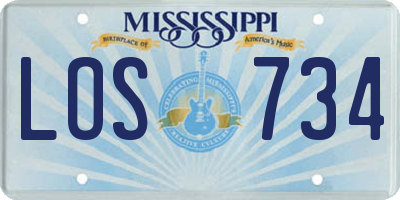 MS license plate LOS734