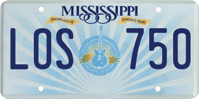 MS license plate LOS750