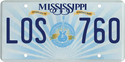 MS license plate LOS760