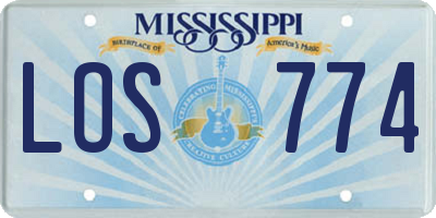 MS license plate LOS774