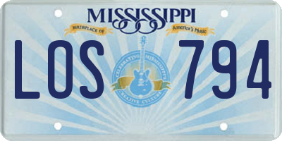 MS license plate LOS794