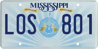 MS license plate LOS801