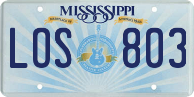 MS license plate LOS803