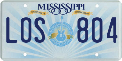 MS license plate LOS804