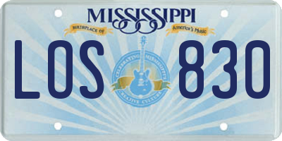 MS license plate LOS830