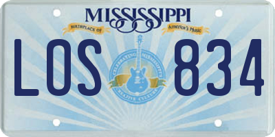 MS license plate LOS834