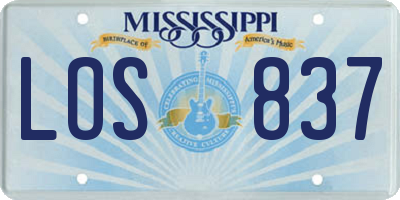 MS license plate LOS837
