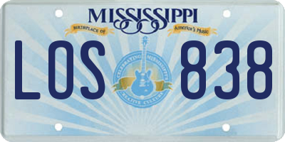MS license plate LOS838