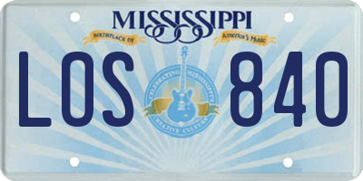 MS license plate LOS840