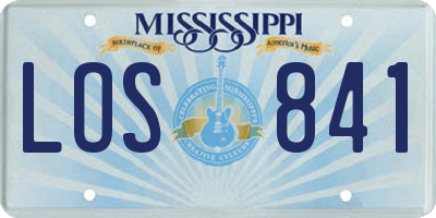 MS license plate LOS841