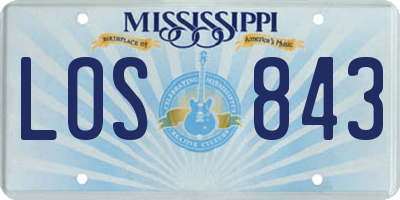 MS license plate LOS843