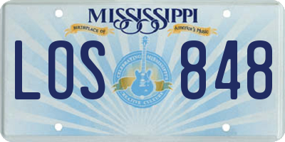 MS license plate LOS848