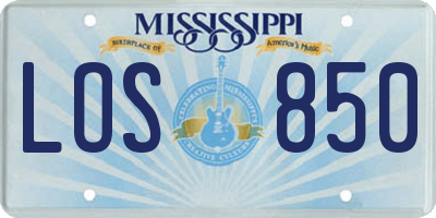 MS license plate LOS850