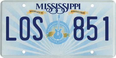 MS license plate LOS851