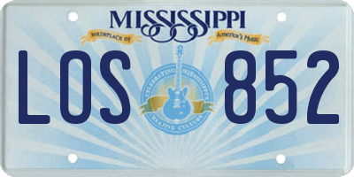MS license plate LOS852