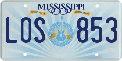 MS license plate LOS853