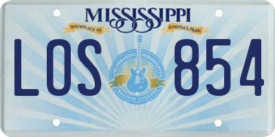 MS license plate LOS854