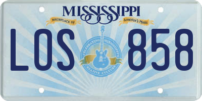 MS license plate LOS858