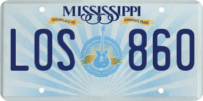MS license plate LOS860