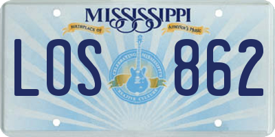MS license plate LOS862