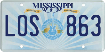 MS license plate LOS863