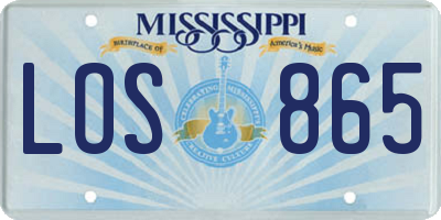 MS license plate LOS865
