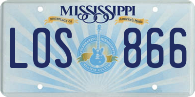 MS license plate LOS866