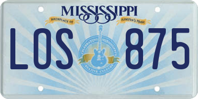 MS license plate LOS875
