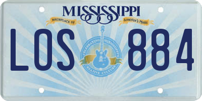 MS license plate LOS884
