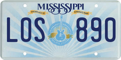 MS license plate LOS890