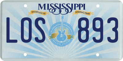 MS license plate LOS893