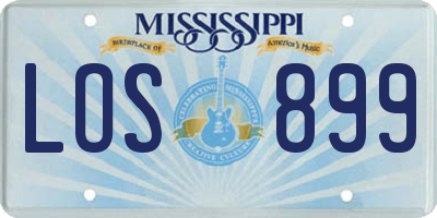 MS license plate LOS899