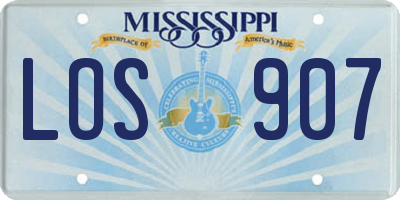 MS license plate LOS907