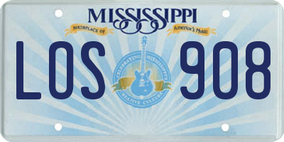 MS license plate LOS908