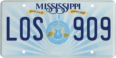 MS license plate LOS909