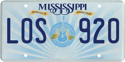 MS license plate LOS920