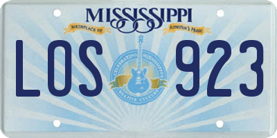 MS license plate LOS923