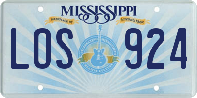 MS license plate LOS924