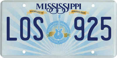 MS license plate LOS925