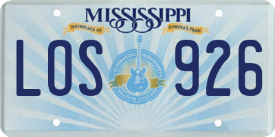 MS license plate LOS926